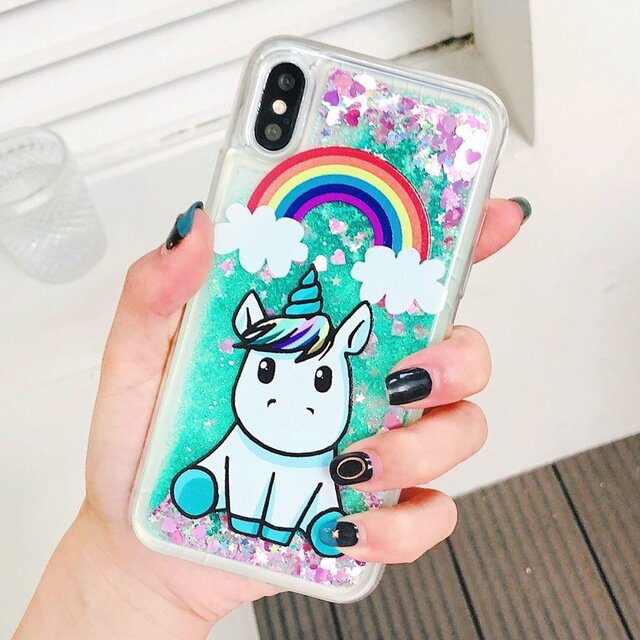 coque iphone licorne avec des paillettes