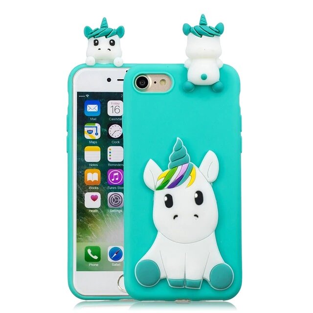 coque licorne 3d verte pour iphone