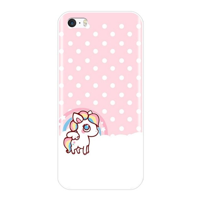 coque iphone jeune licorne rose et blanc