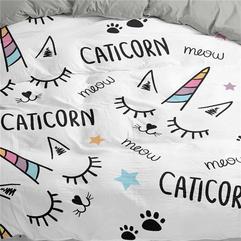 housse de couette licorne chat