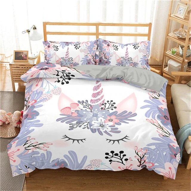 Housse de couette 140x200 licorne couleur blanche