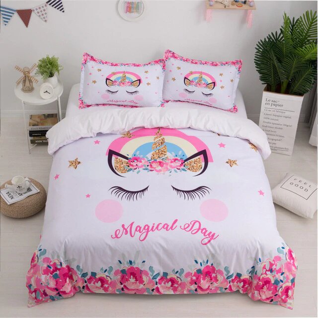 housse de couette 140x200 licorne pour fille
