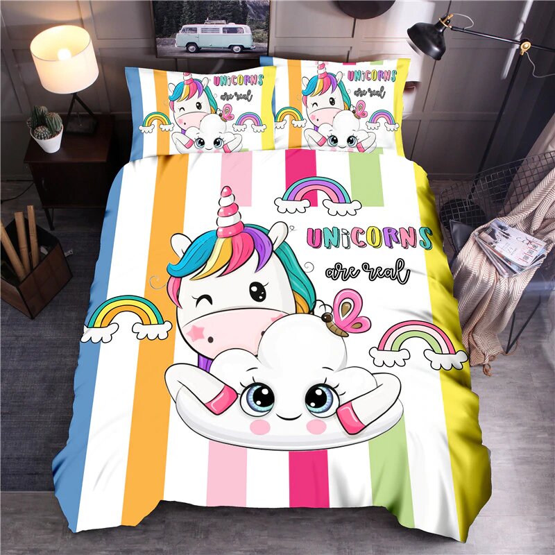 housse de couette licorne 90x190 pour fille