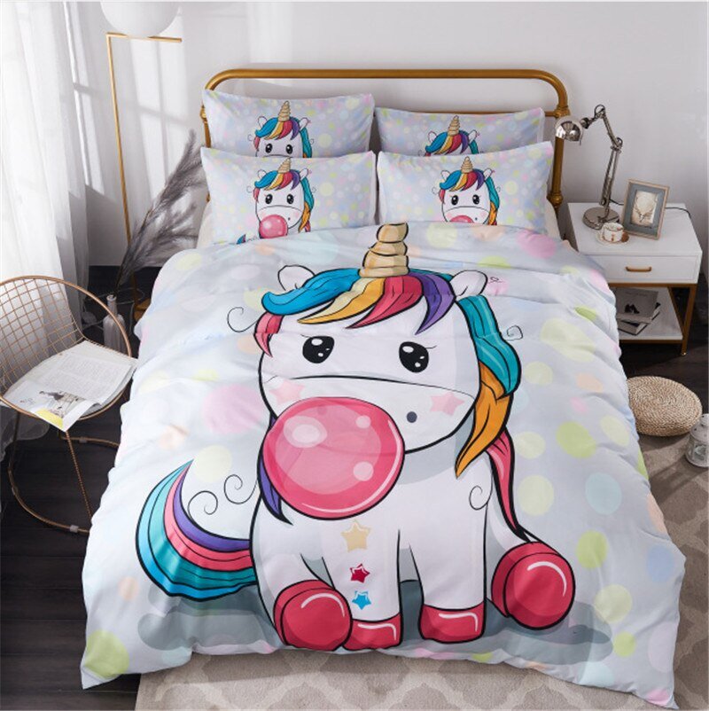 housse de couette licorne kawaii pour fille