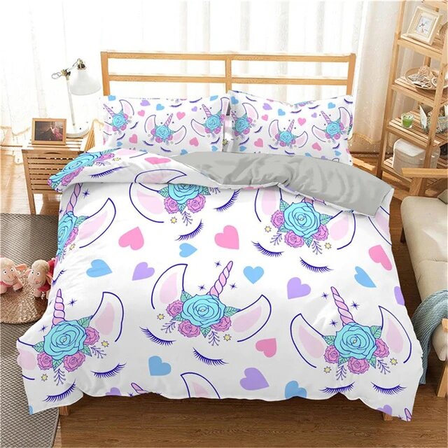 Housse de couette ado style licorne taille 140x200