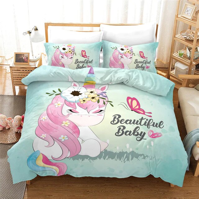 housse de couette 200x200 image bebe licorne