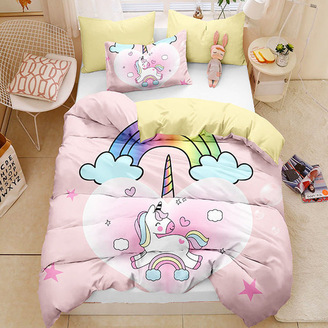 housse de couette coeur licorne