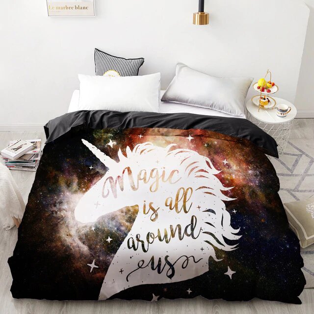 housse de couette licorne dans l espace taille 200x200