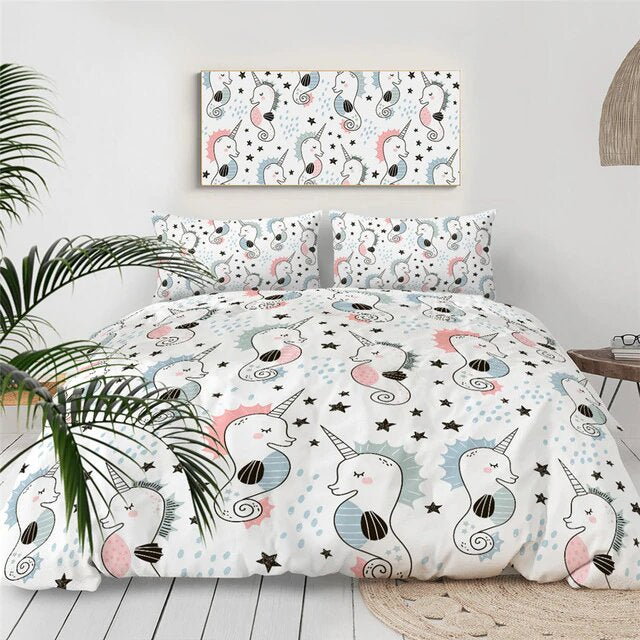 Housse de Couette 140x200 Hippocampe Licorne