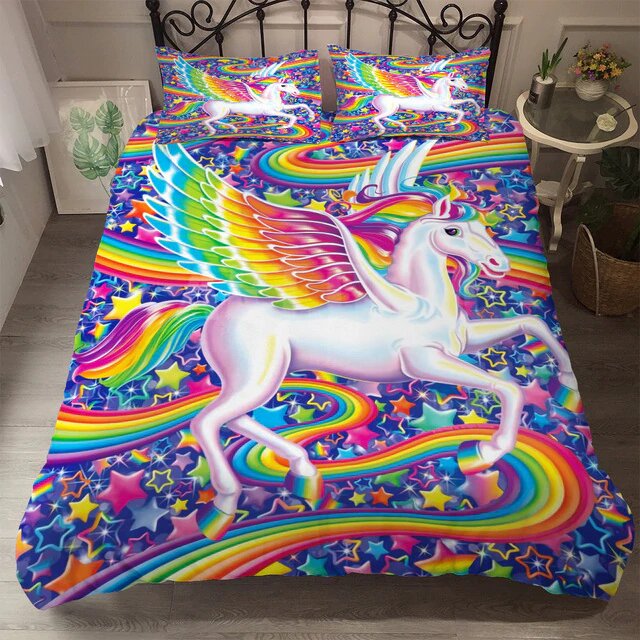 Housse de couette 140x200 licorne couleur multicolore
