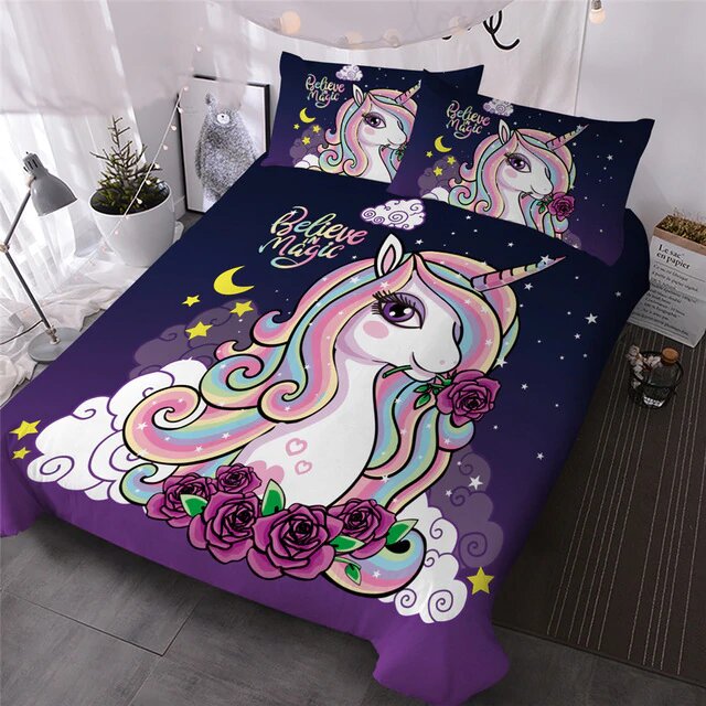 housse de couette 220x240 licorne style nuit etoile