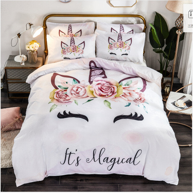 housse de couette licorne style sobre taille 140x200