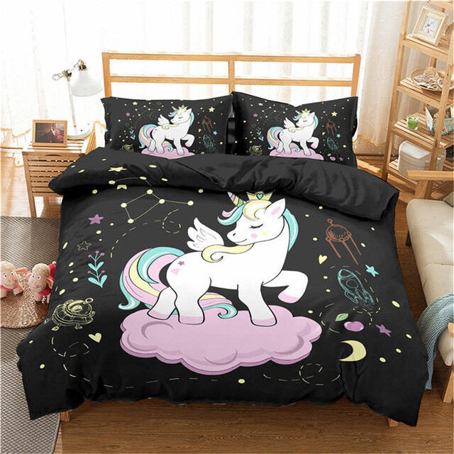 housse de couette 220x240 motif licorne