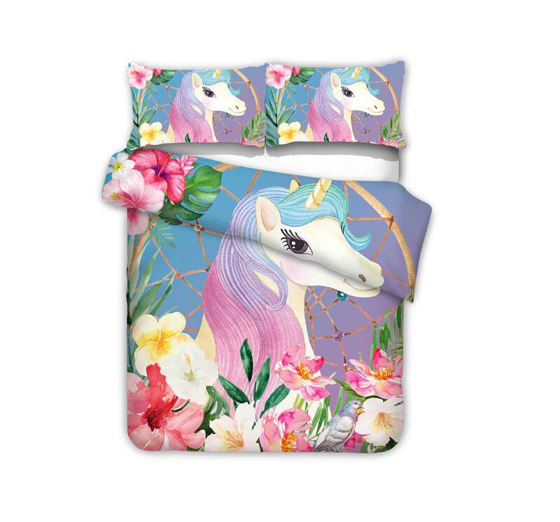 housse de couette motif licorne mignonne taille 1 place 90x190