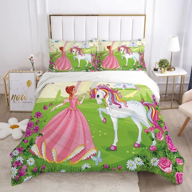 housse de couette motif licorne princesse taille 200x200