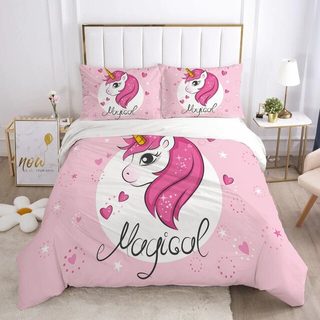 Housse de Couette Licorne couleur rose taille 200x200