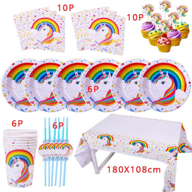 kit anniversaire licorne couleur arc en ciel