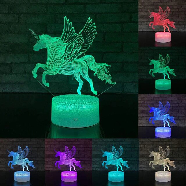 lampe led licorne 3d