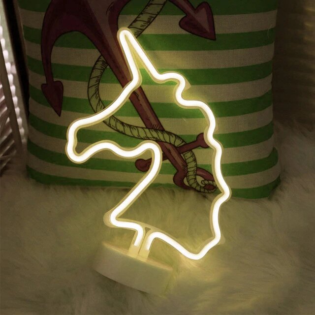 lampe neon licorne jaune