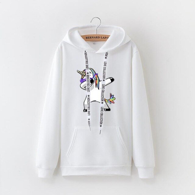 Sweat Blanc Licorne Dab - monde-licorne