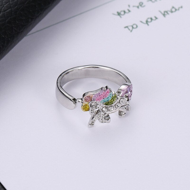 bague licorne couleur argent