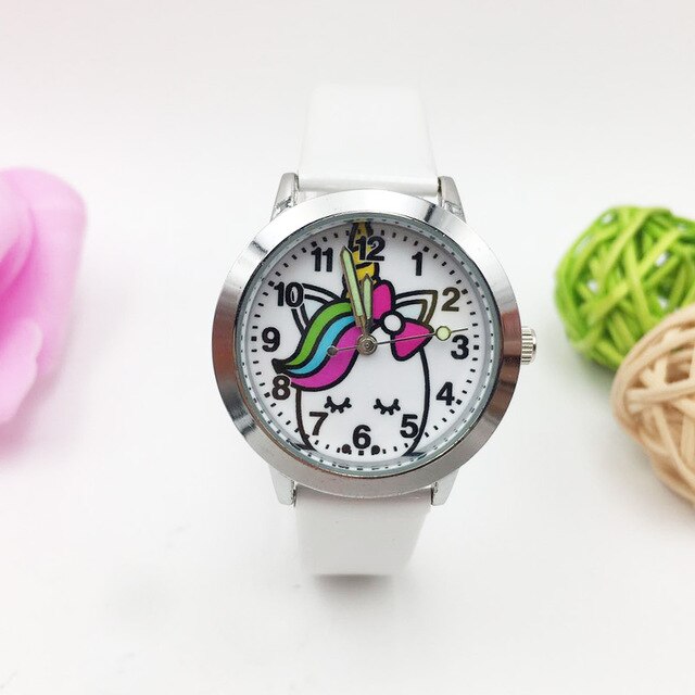 montre licorne blanche pour enfant