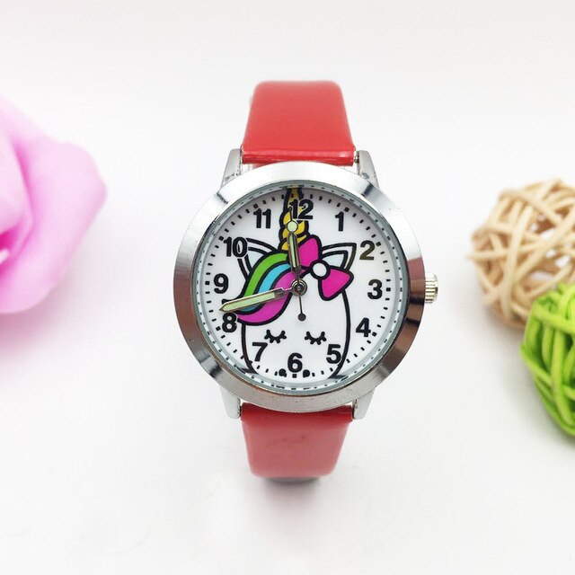 montre licorne rouge pour enfant