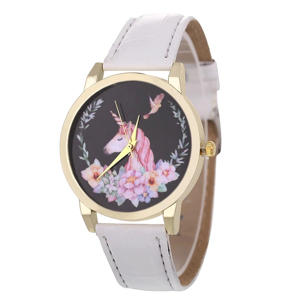 montre femme licorne blanche