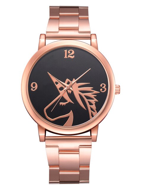 montre licorne pour femme couleur or rose