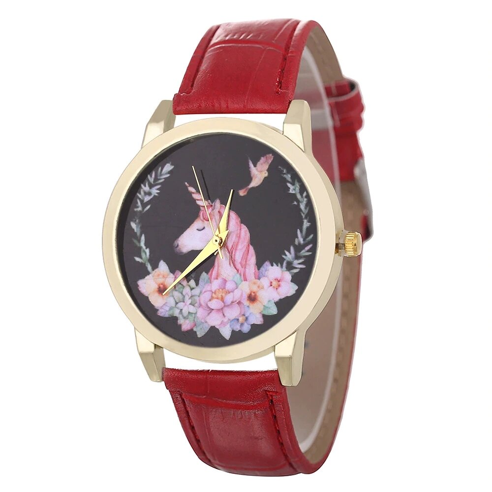 montre femme licorne rouge