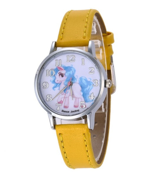 montre licorne bracelet jaune