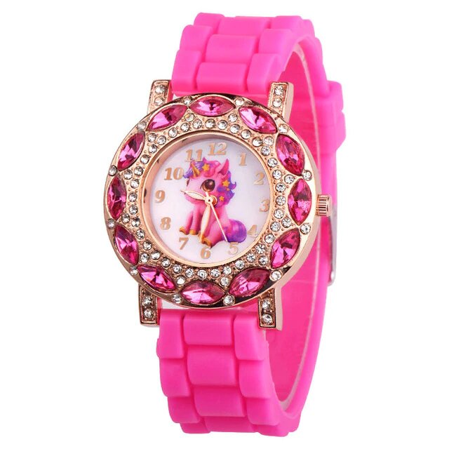montre rose style licorne