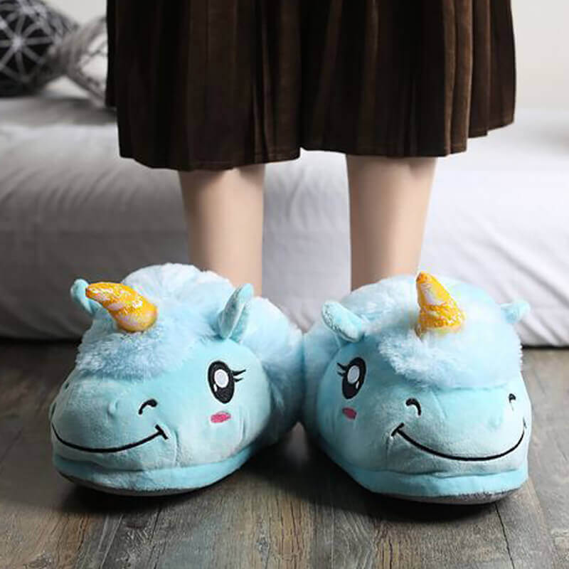 Chausson licorne mules bleu