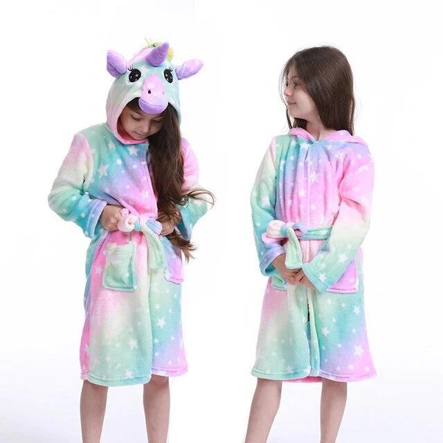 peignoir multicolore licorne