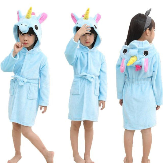 peignoir de bain enfant bleu