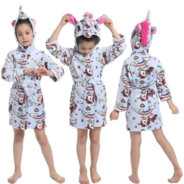peignoir taille fille motif licorne kawaii