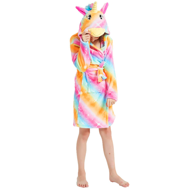 peignoir avec vraie corne licorne 3d pour fille