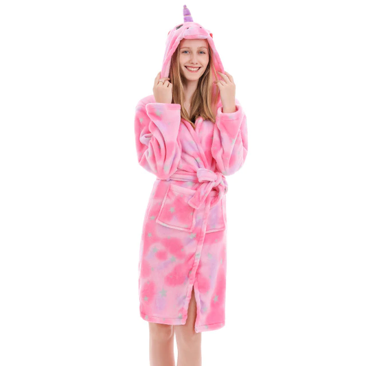 peignoir rose licorne pour adulte