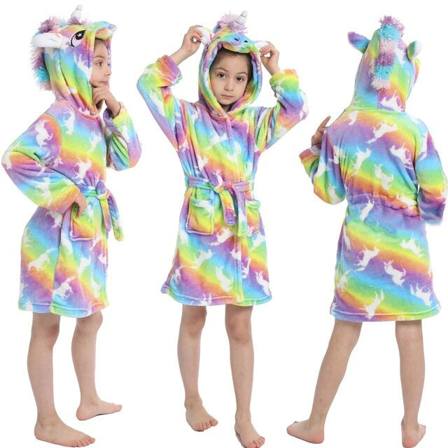 peignoir eponge fille motif licorne