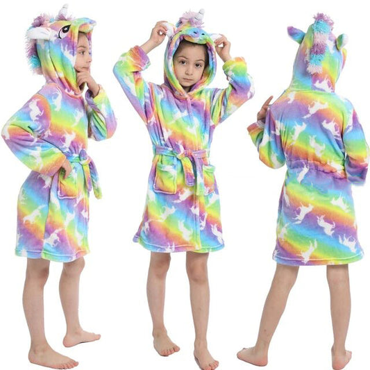 peignoir eponge fille motif licorne