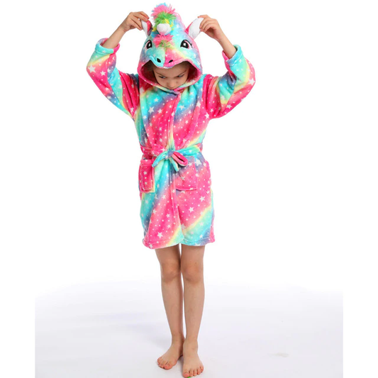 peignoir licorne colore motif etoile