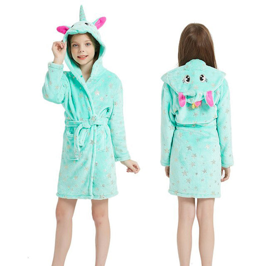 peignoir licorne bleu pour fille de 8 ans