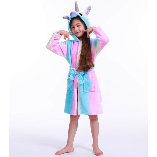 peignoir fille licorne couleur bleu et rose