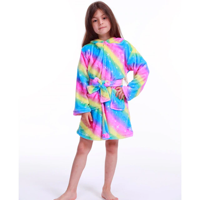 peignoir multicolore licorne folle