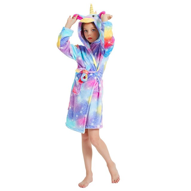 peignoir pour jeune fille avec corne tete licorne