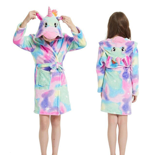 peignoir pour petite fille avec tete de licorne