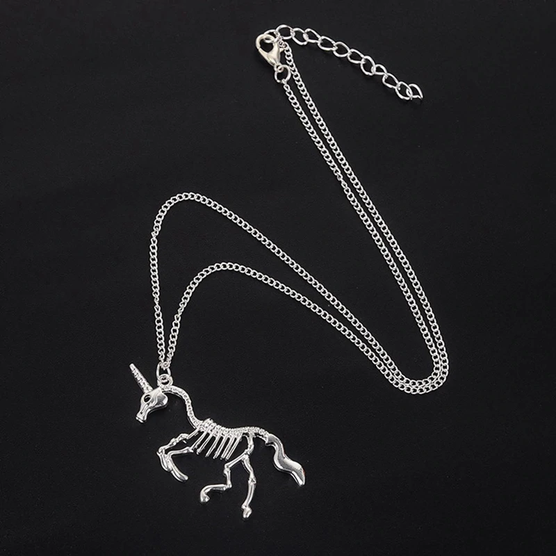 pendentif argent licorne squelette
