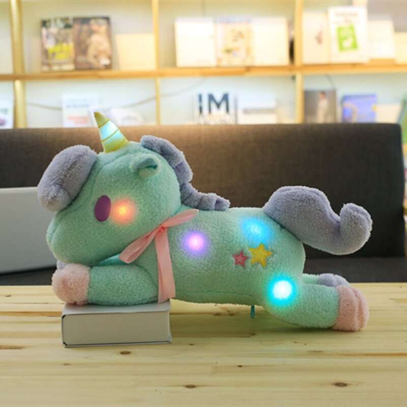 Petite Peluche Licorne Verte Lumineuse