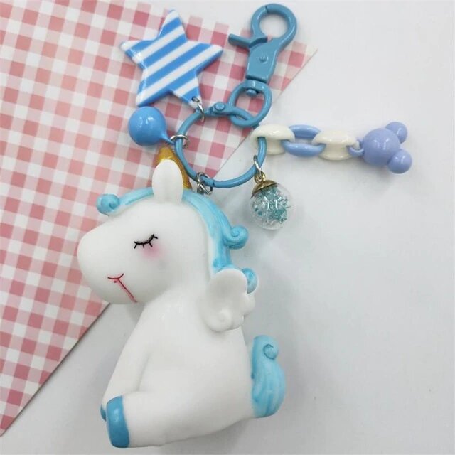 licorne-porte-clef-bleu