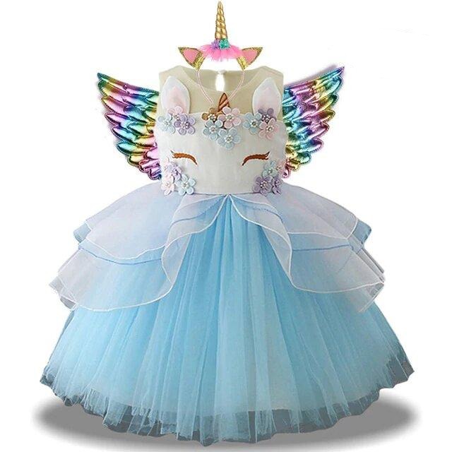 robe licorne fille couleur bleu